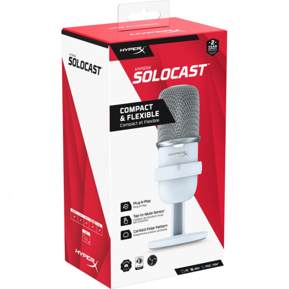 Микрофон для стриминга и игр HyperX SoloCast, White в Новосибирске