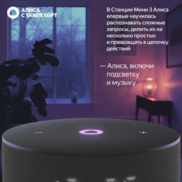 Умная колонка Яндекс Станция Мини 3 c Алисой на YandexGPT, чёрная в Новосибирске