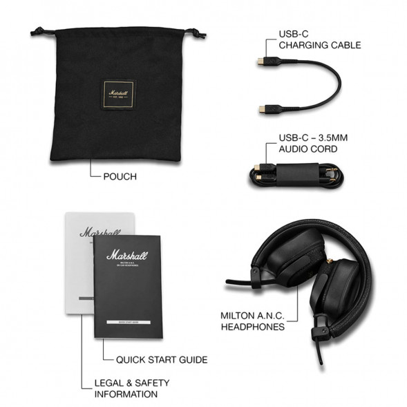 Беспроводные наушники Marshall Milton ANC, Black в Новосибирске