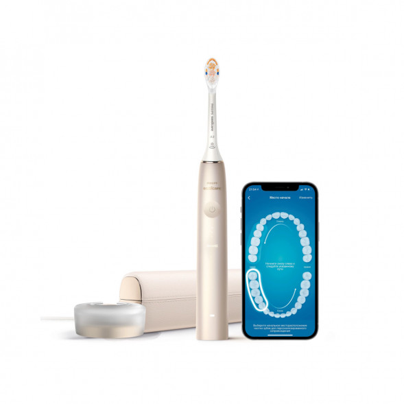 Звуковая зубная щетка Philips Sonicare 9900 Prestige HX9992, золотистое шампанское в Новосибирске