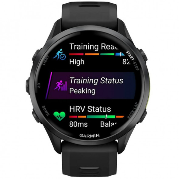 Умные часы Garmin Forerunner 970 Carbon Gray DLC Titanium ремешок Black/Translucent Whitestone 010-02969-10 в Новосибирске