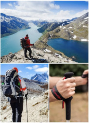 Треккинговая палка Naturehike 135 см, 1 шт., черный/красный