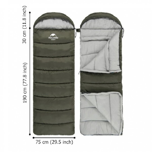 Спальный мешок Naturehike U350S (Правый), коричневый в Новосибирске