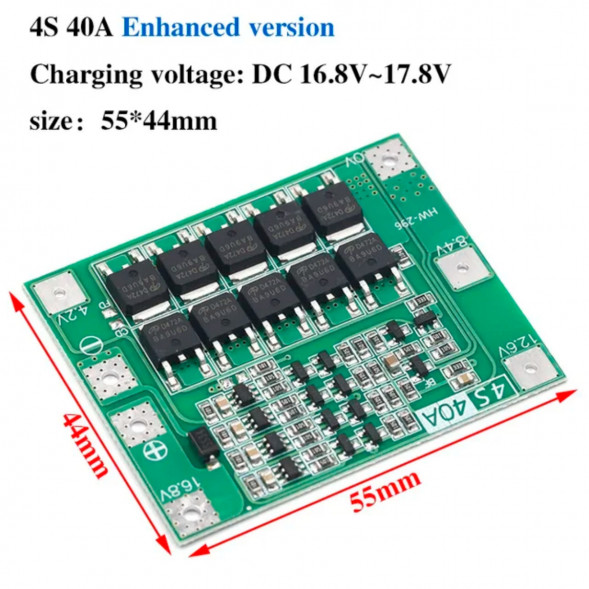Плата защиты аккумулятора BMS 4S 40A 16.8 для Li-ion в Новосибирске