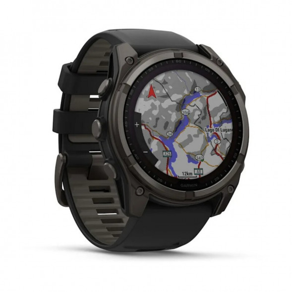 Умные часы Garmin Fenix 8, 51 мм, Solar, Sapphire Carbon Gray DLC Titanium with Black/Pebble Gray Silicone 010-02907-10 в Новосибирске