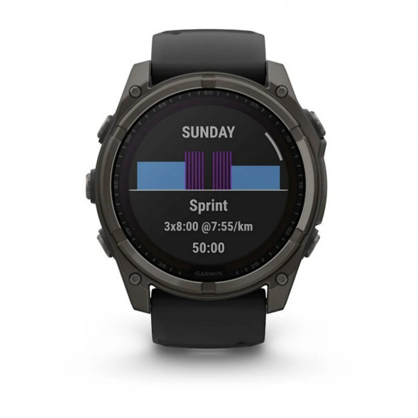 Умные часы Garmin Fenix 8, 51 мм, Solar, Sapphire Carbon Gray DLC Titanium with Black/Pebble Gray Silicone 010-02907-10 в Новосибирске