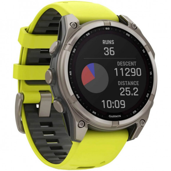 Умные часы Garmin Fenix 8, 51 мм, Solar, Sapphire Titanium with AMP Yellow/Graphite Silicone Band 010-02907-20 в Новосибирске
