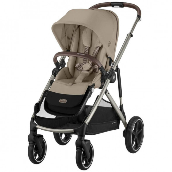 Детская коляска Cybex Gazelle S TPE Almond Beige с корзиной и дождевиком в Новосибирске
