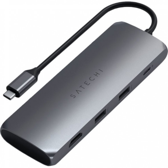 Док-станция Satechi USB-C Hybrid Multiport Adapter (with SSD Enclosure M.2 SATA, 2xUSB 3.1, USB Type-C, HDMI), Серый ST-UCHSEM в Новосибирске