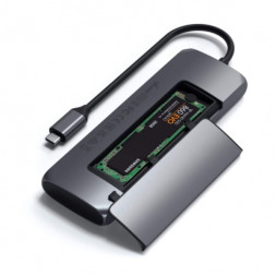 Док-станция Satechi USB-C Hybrid Multiport Adapter (with SSD Enclosure M.2 SATA, 2xUSB 3.1, USB Type-C, HDMI), Серый ST-UCHSEM