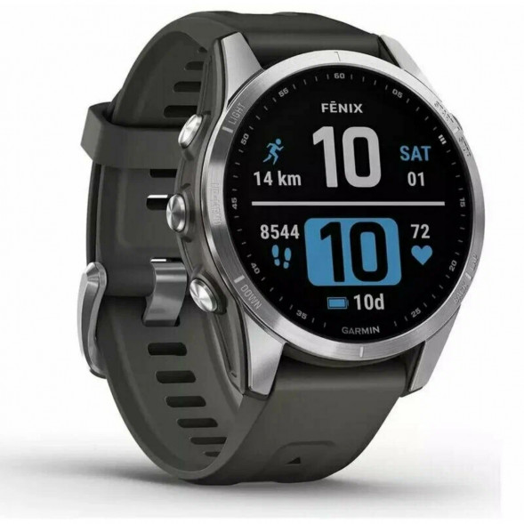 Умные часы Garmin Fenix 7s серебристый с графитовым силиконовым ремешком 010-02539-01 в Новосибирске