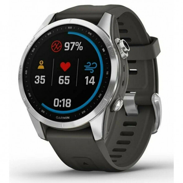 Умные часы Garmin Fenix 7s серебристый с графитовым силиконовым ремешком 010-02539-01 в Новосибирске