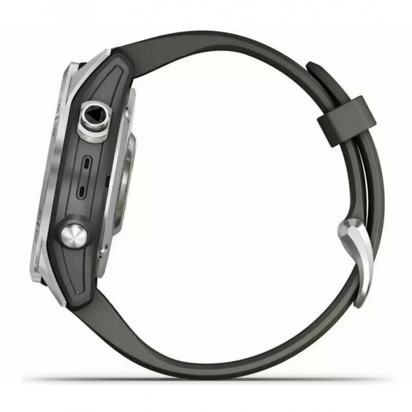 Умные часы Garmin Fenix 7s серебристый с графитовым силиконовым ремешком 010-02539-01 в Новосибирске