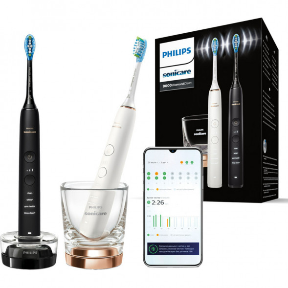 Набор из 2 электрических зубных щеток Philips Sonicare HX9914/57 9000 DiamondClean в Новосибирске