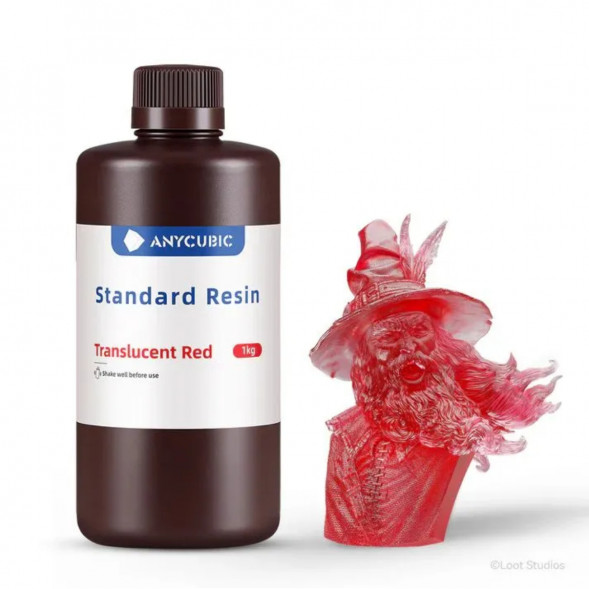 Фотополимерная смола Anycubic Standard Resin для 3D принтера Полупрозрачный красный (Tran-Red), 1 кг в Новосибирске