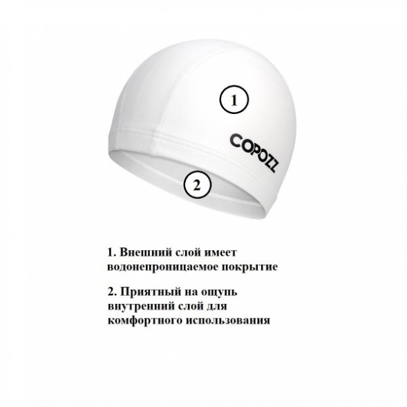 Шапочка для бассейна Copozz (белый) в Новосибирске